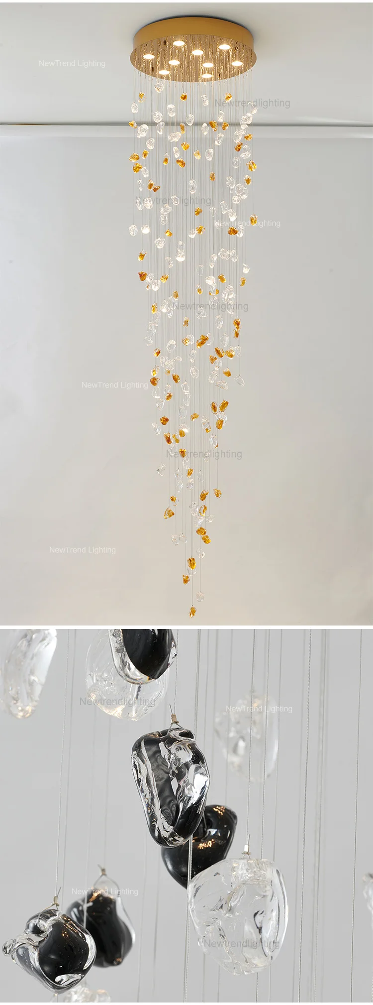 PD8001 Custom Hotel Lobby Villa Banquet Hall Decoration Bespoke Chandelier Modern Glass Pendant Light supplier