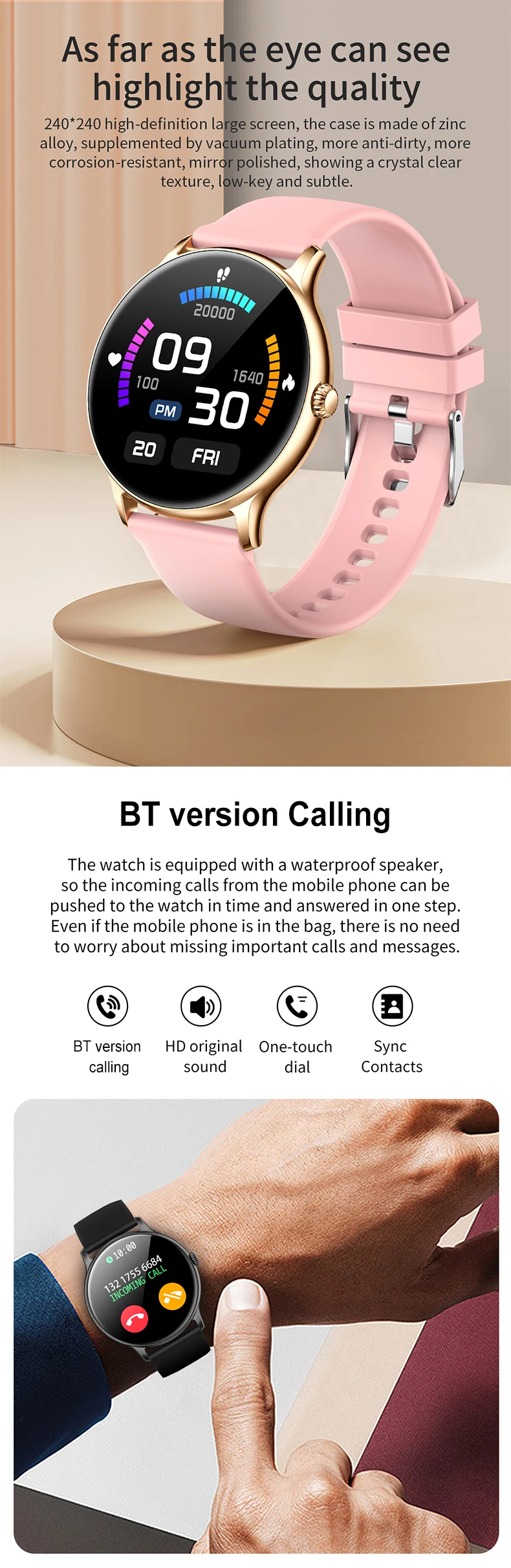 Female Pink Smartwatch 2024 Women Smart Watch Z12 Pro For Ios Android