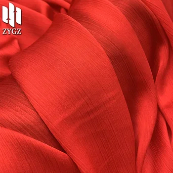 New 100% Polyester Satin Chiffon pleated fabric lightweight silk wrinkled satin dress women's clothing fabric wholesale