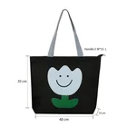 Black Shoulder Bag Promotion Black Cotton Canvas Custom Print Tote Shoulder Bag With Square Bottom