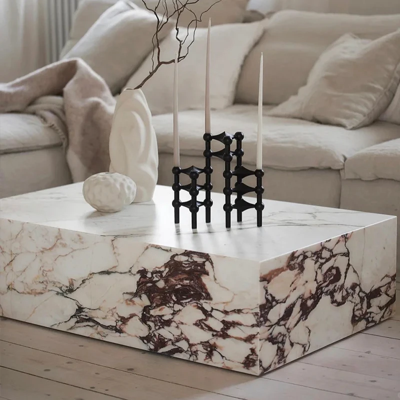product luxury modern polished natural calacatta viola marble table living room customized coffee low plinth indoor marble side table-2