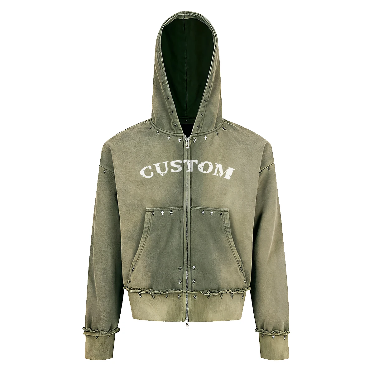 product heavyweight 100 cotton blank double zipper hoodies french terry oversized hoodie men custom embossed logo boxy hoodie for men-1