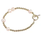 Pearl Copper FACEINS Elegant Pearl Bracelet Women Copper Bead Bracelet OT Buckle Natural Pearl Bracelet