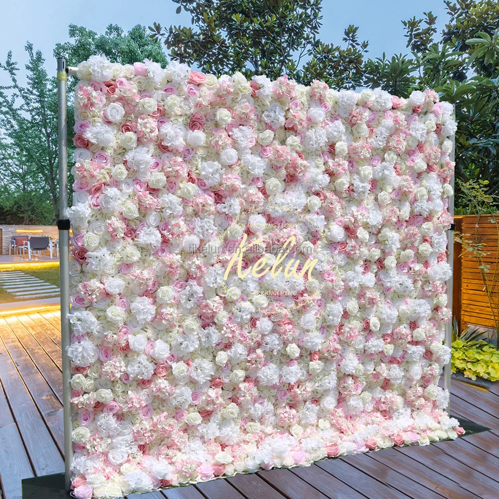 A Fw Wedding Roll Up Flower Wall Panel Backdrop Artificial Flower