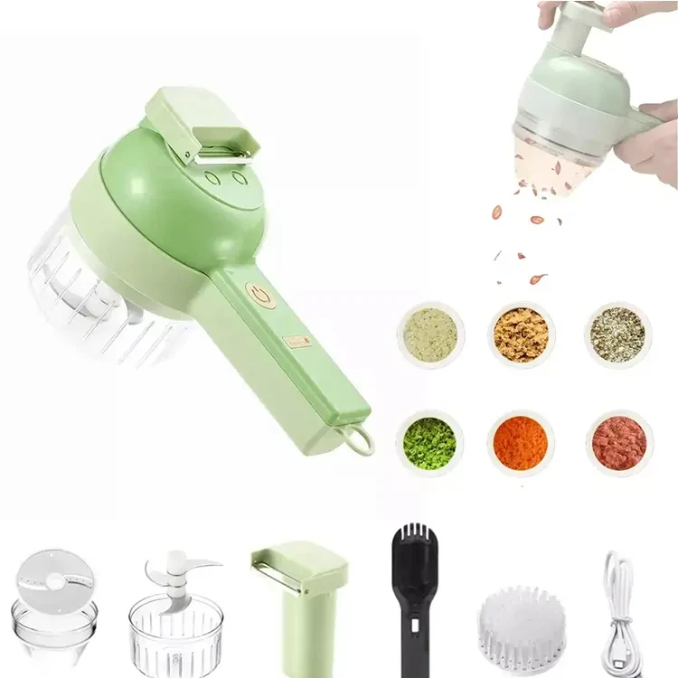 Kitchen Portable Electric Garlic Vegetable Chopper Handheld 4 In 1 Portable Electric Vegetable Cutter For Kitchen Accessories