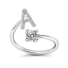 Ring Letter Simple Jewelry Adjustable Initial Ring And Letter Ring Cubic Zirconia Custom Letter Ring