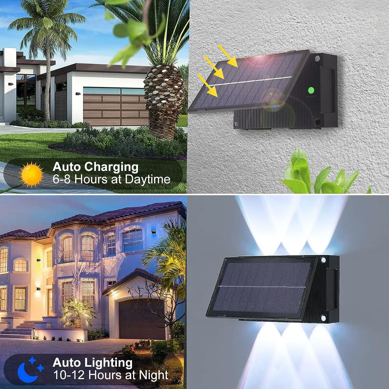 Solar Wall Sconce Lights Outdoor 7 Color Changing Wall Lamp Exterior for Porch Patio Decorative