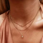 Double Layered Chains Clasp Charm 925 Silver Gold Chain Necklace