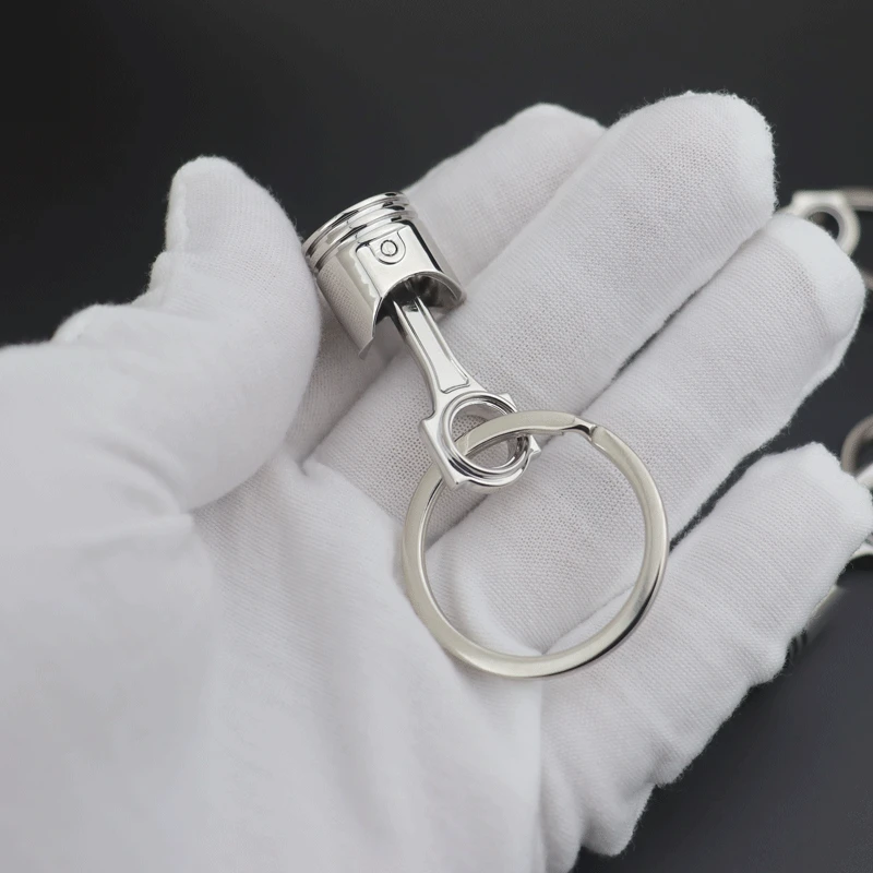 Custom Lettering Logo Car Part Key Chain Engine Piston Keyrings Pendant