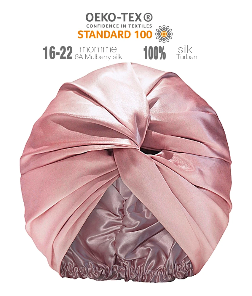 silk turban bonnets and pillowcase silk 100% pure mulberry silk pillow case and bonnet set
