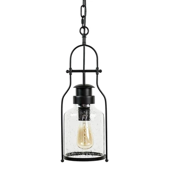 Metal Lantern Hang Lamp bubble glass E27 lamp holder