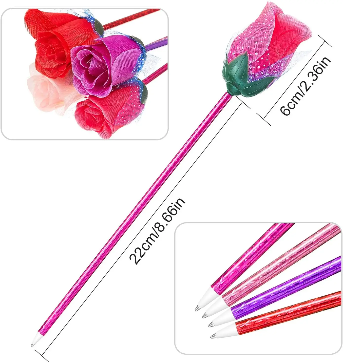 Child Valentine'S Day Gift Decoration Sets Holiday Festival Party Supplies Toy Present Artificial Rose Ballpoint Pens For Kids