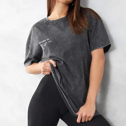 Custom Manufacturer Cheap Price Short Sleeve Black Grey BF High Street Oversized Acid Wash T Shirt Women women oversized tshirt