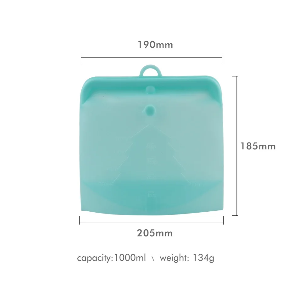 Reusable Modern Silicone Food Storage Bags Set 500ml/1000ml/1500ml Zip Lock for Fridge Freezer Tea & Breast Milk details