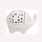White Candle White Elephant Design Ceramic Candle Holder Candle Jar