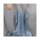 Dress Women Solid Color Sleepwear Silk Dress Lingerie Sling Nightdress With V-Neck