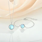 Gemstone 925 Sterling Silver Rainbow Stone Pendant Beautiful White Moonstone CZ Silver Charm Necklace Gemstone For Women
