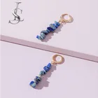 Crystal Stone Hoop Earrings LANDY Gold Tophus Crystal Stone Long Pendant Hoop Drop Earrings