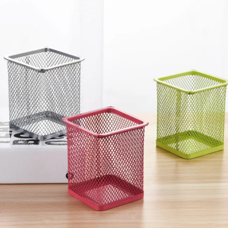 2022 Hot Selling Metal Multi-Functional Creative Color Round Mesh Pen Holder