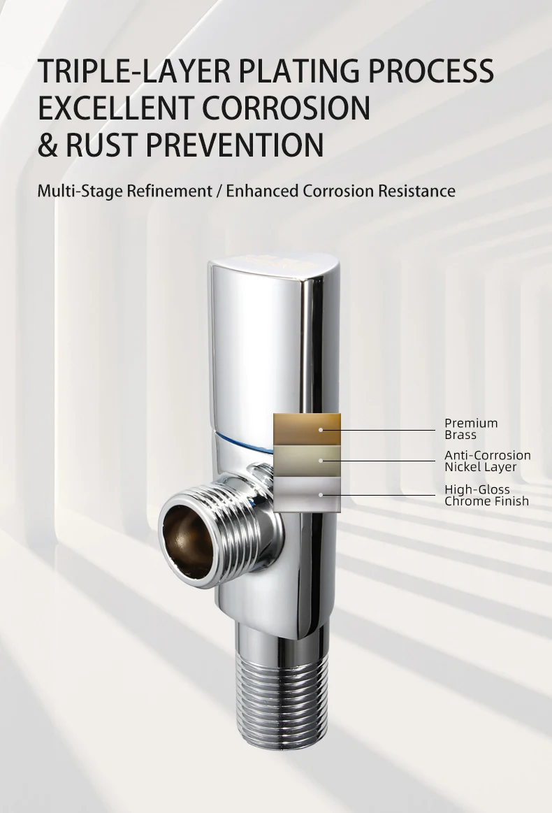 High-quality Brass Angle Valve, Thickened, Suitable for Hot and Cold Water Stop Valves of Water Heaters and Toilets details