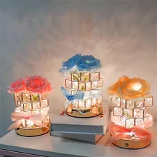 Rechargeable Rose Led kids Cordless Night Light Bedroom Bedside Atmosphere crystal Light Decoration