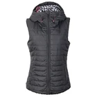 Hoodie Vest Vest Women's Black Quilted Sleeveless Jacket 310T Matte Ripstop Polyester Hoodie Bubble Puffer Vest Jacket