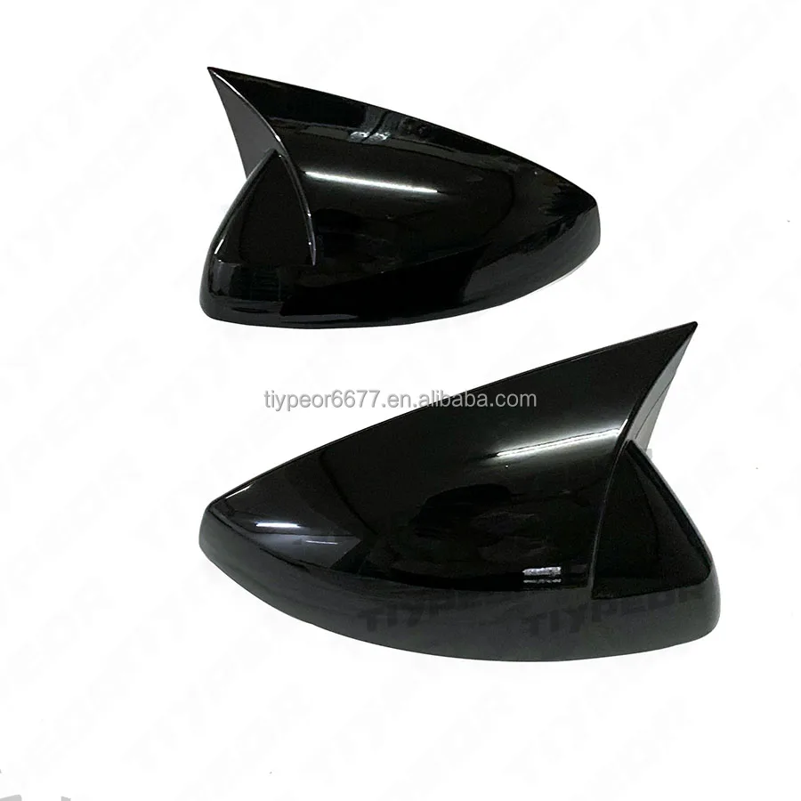 product for vw volkswagen polo 2019 2023 wing mirror cap covers bat style glossy black one pair-4