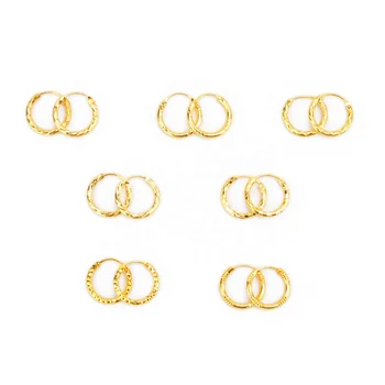 Jinxiuxing Huggie Hoop Earrings 24k Gold Plated Circle Fashion Earring Hoops Gold Filled Solid Earring Women Wholesale