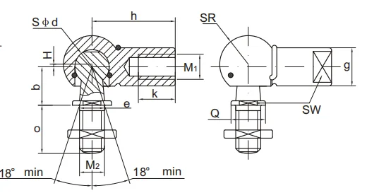 Din Cs M Angle Ball Joints With Threaded Stud And Safety