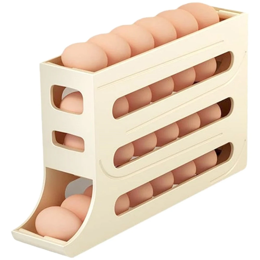 4 Tiers Egg Holder for Fridge pace-Saving Egg Roller Eggs Dispenser for Refrigerator Cabinet