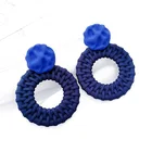 Hoop Bohemian Geometric Statement Multicolored Straw Braided Hoop Rattan Earrings