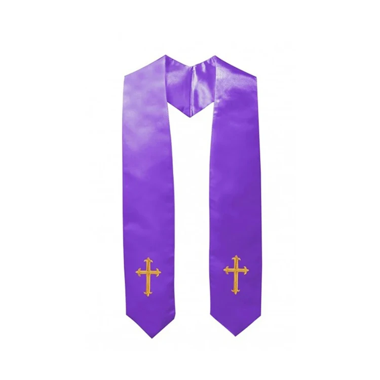 Wholesale Custom Satin Choir Stole Embroidered Cross Logo Church Traditional Choir Stole factory