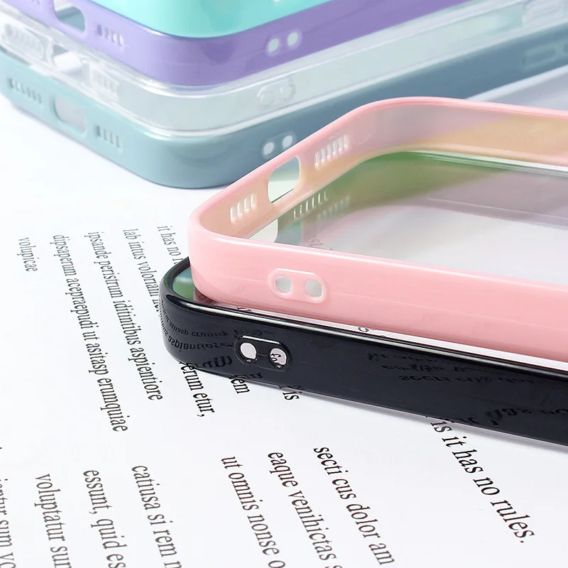 Candy Color Bumper Transparent Clear Plastic Acrylic Back Cover Wholesale Mobile Phone Case for iPhone 15 14 13 12 11