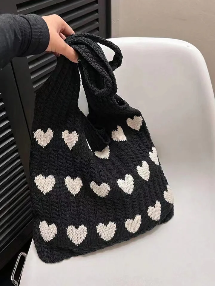 HUAYI 2024 fashion Knitted Weave Handbag Custom  Design Crochet Vest knit tote bag