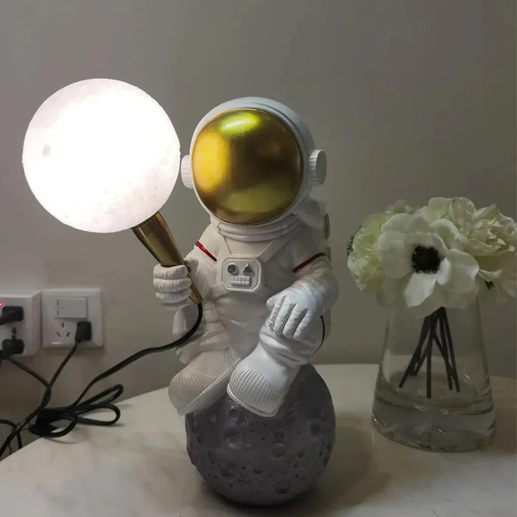 Creative astronaut resin table bedside for babies kids table light