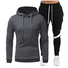 Fashion Brand Suit Sports 2021 New Fashion Solid Color Autumn Brand Casual Men's Suit Sports 2 Piece Splicing Hoodie