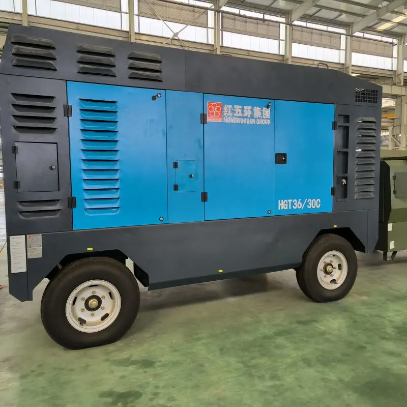 Hongwuhuan diesel engine air compressor 30bar 1300cfm diesel portable mining compressor  for water well drill rig