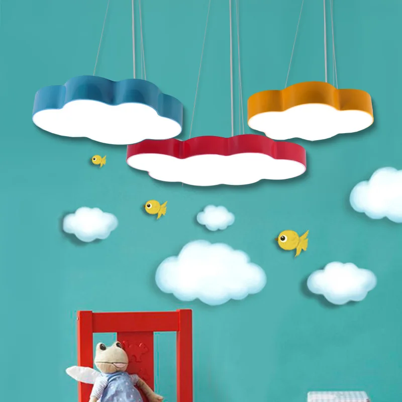 Kids Indoor Pendant Lights Cartoon Lovely Kindergarten Baby Small Cloud Lamps Led Ceiling Chandeliers