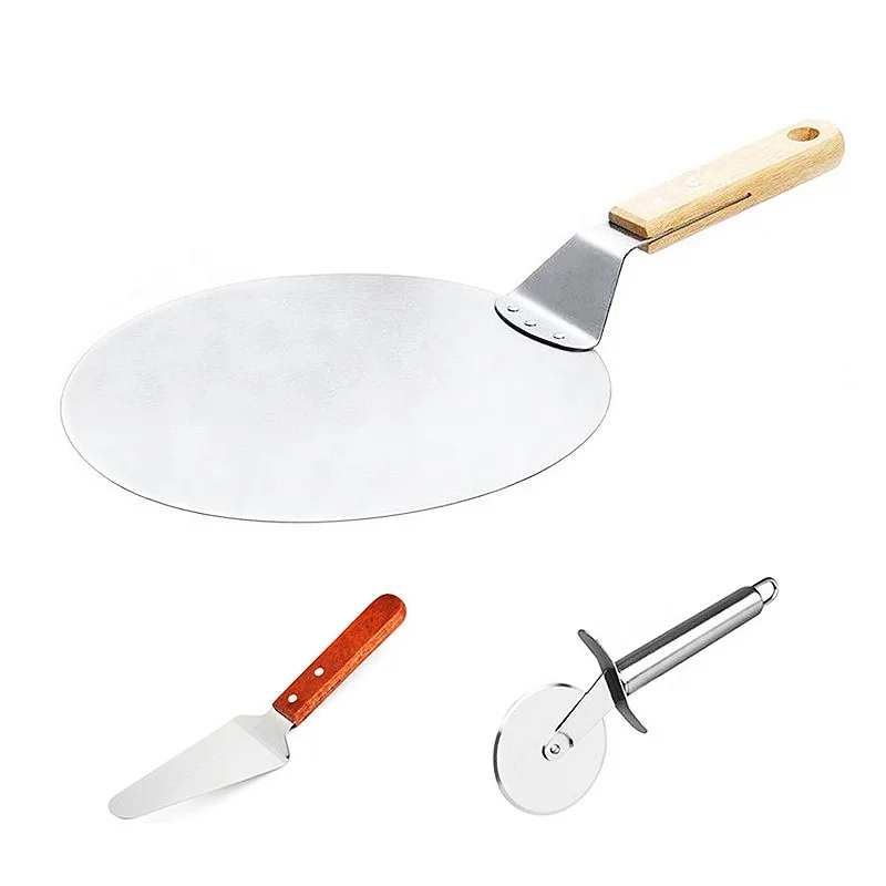Stainless Steel Flat Frying Spatula With Wooden Pizza 開店記念セール！