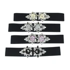 Belt Fashionable New Rhinestones Belt Women's Elastic Elastic Belt Flower Decoration Dress