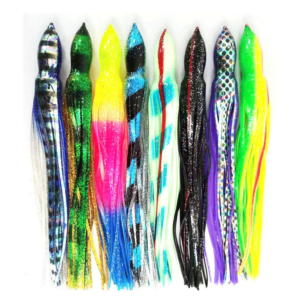 Rubber Glow Lumo Pink Green Uv Trolling Octopus Hoochie Squid Skirts