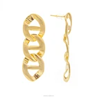 Earrings Dangle E9946 New Design 18K Gold Plated Drop Chain Earrings For Women Dangle Brushed Earrings 2021