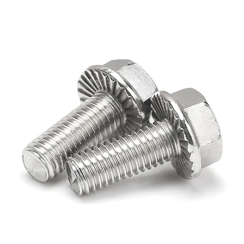 304 Stainless Steel External Hexagonal Machine Thread Flange Bolt with Pad Hexagonal Head Machine Bolts details