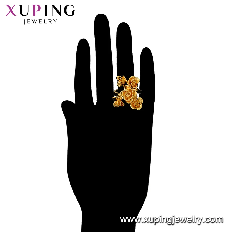 16776 xuping fashion 24k gold color dubai style flower gold plated wedding rings