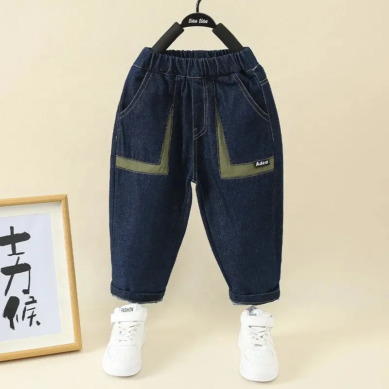 Baby Kids Jeans Pants Washed Toddler Baby Girls and Boys Denim Trousers Full Length Children New Fancy Legging Elastic Boutique