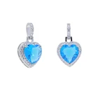 Diamond 2021 Valentine's Day Gift For Women Colorful Birthstone Iced Out Bling Cz Heart Diamond Pendant