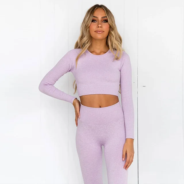 Workout Seamless Long Sleeve Crop Tops 