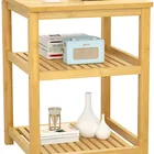 Multifunctional Bedside Table Nightstand Modern Bamboo Storage Shelf Bed Side Table Small Coffee Sofa Table