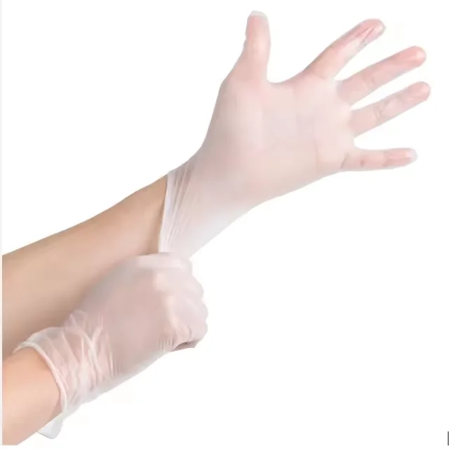 Disposable pvc gloves food-grade transparent thickened nitrile gloves wholesale beauty and hairdressing pvc gloves