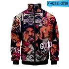 Jacket 3D-printed Jacket Stand-up Collar Zipper Hoodie Jacket